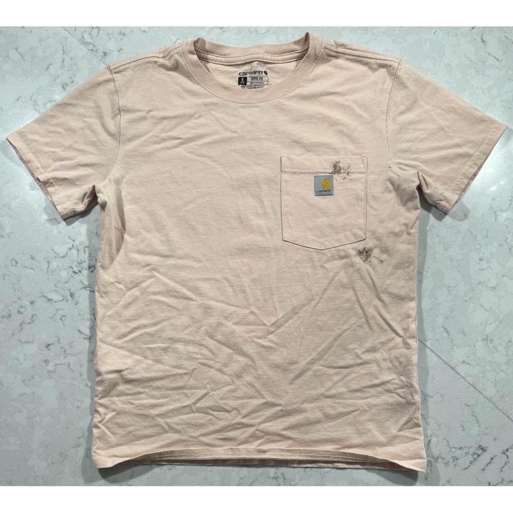 Carhartt K87 Pocket T-Shirt Womens Small 4-6 Peach Loose Fit K87-W Short Sleeve